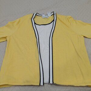 Alfred Dunner Sweater Combo White and Yellow with Black Trim
